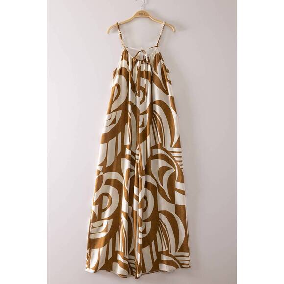 VERY J Dresses & Skirts - NEW VERY J womem's sleeveless oversized abstract print jumpsuit in mocha mix